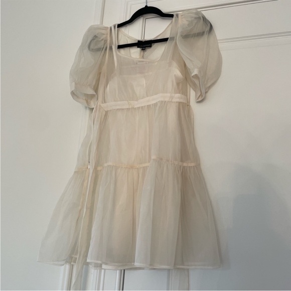 Danielle Bernstein Cream Tulle Mini Dress - Picture 2 of 5